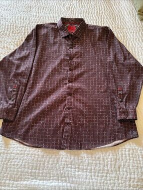 Au Noir Maroon Rare Patterned Men's Button-Down Shirt BNWOT 7 / 3xl